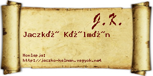 Jaczkó Kálmán névjegykártya