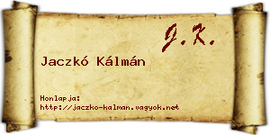 Jaczkó Kálmán névjegykártya